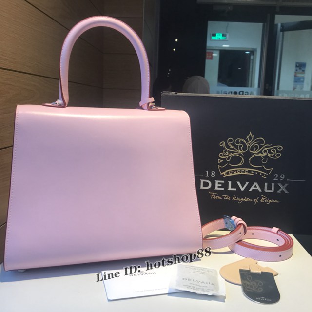 Delvaux全新系列brilliant box皮櫻花粉小牛皮德爾沃專櫃女士手提肩背包 bxs1082